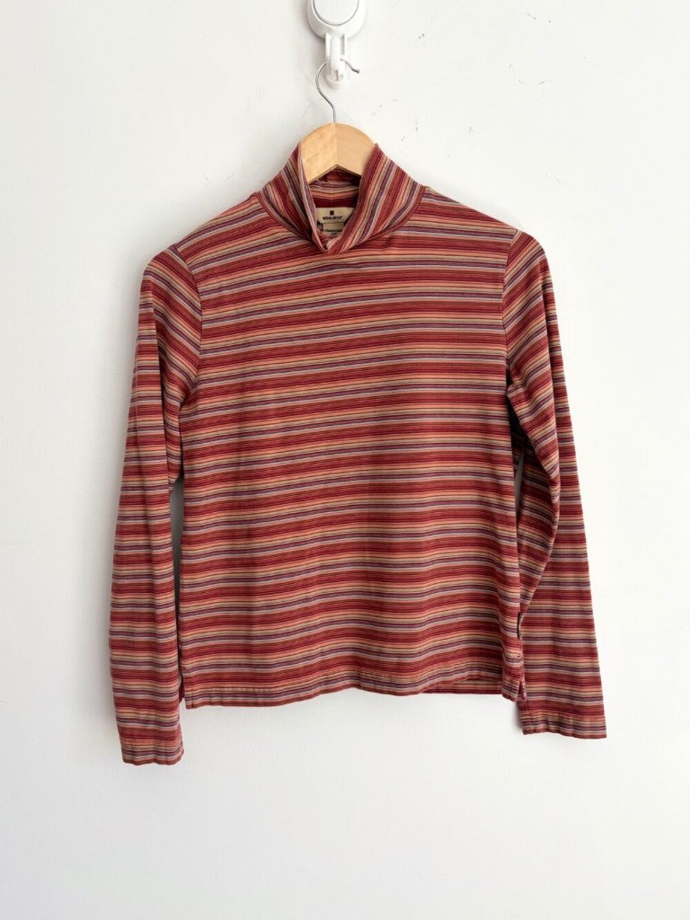 Vintage 1990s Woolrich Striped Dark Academia Turtleneck Black Cherry S